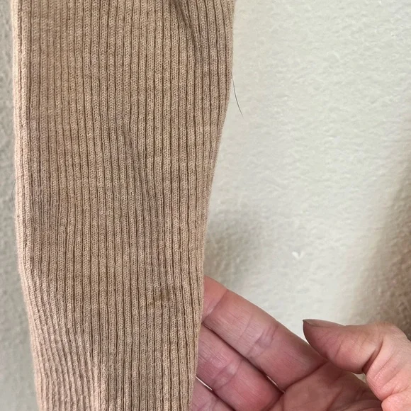 Babaton Ribbed V-Neck Tie-Waist Long Sleeve Dress - Beige - Picture 8 of 11